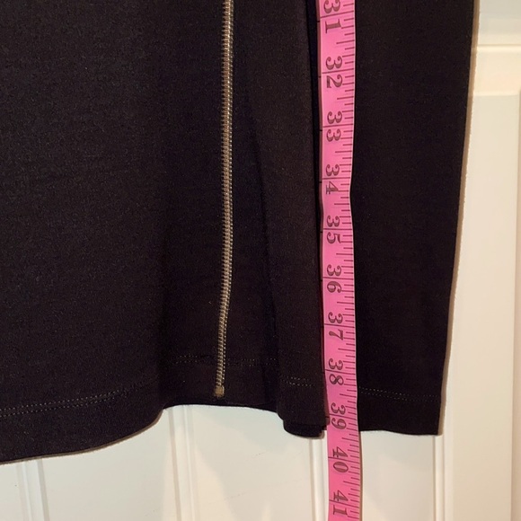 Ann Taylor 8 Black Dress over-knee, Full Length Gold Zip Front closure sleeves - Picture 5 of 13